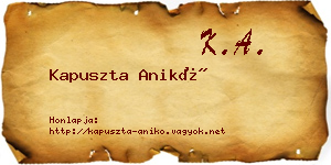 Kapuszta Anikó névjegykártya